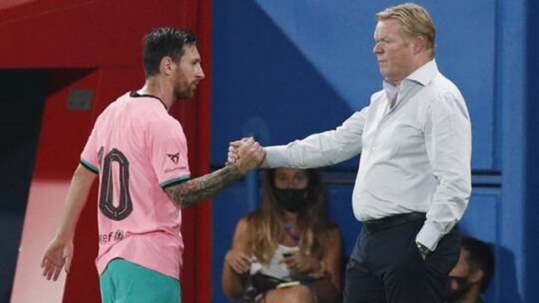 كومان يستبعد ميسي من تشكيلة برشلونة لمواجهة دينامو كييف